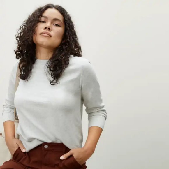 Everlane Tops - Everlane The Organic Cotton Crewneck Light Gray Sweater